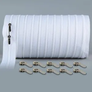 10 meters Zipper #3 White Quilt zipper Nylon coil zippers for sewing Craft