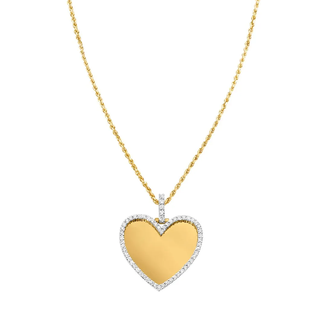 10k Yellow Gold Diamond Heart Memory Pendant 1.45 Ctw