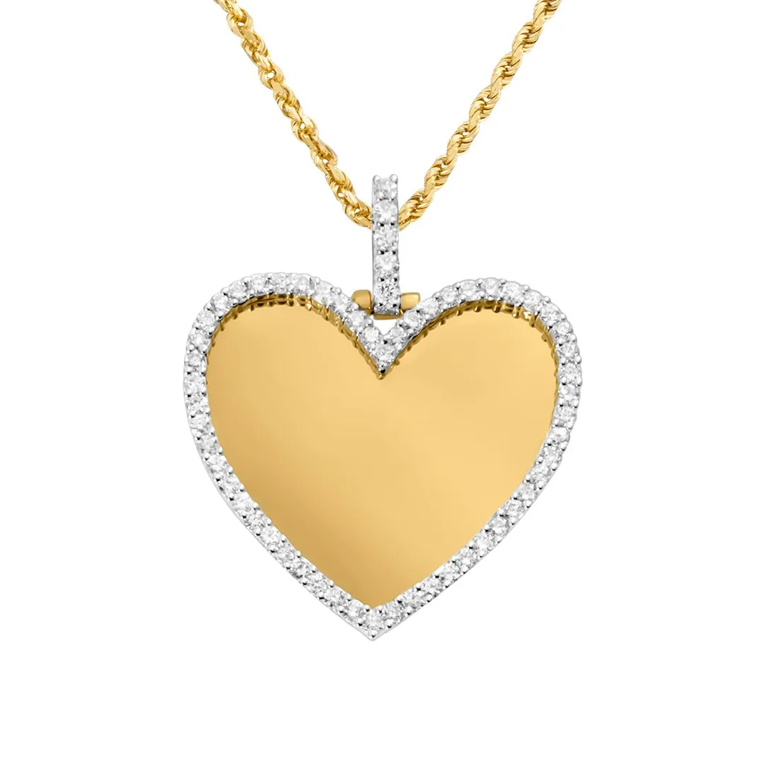 10k Yellow Gold Diamond Heart Memory Pendant 1.45 Ctw