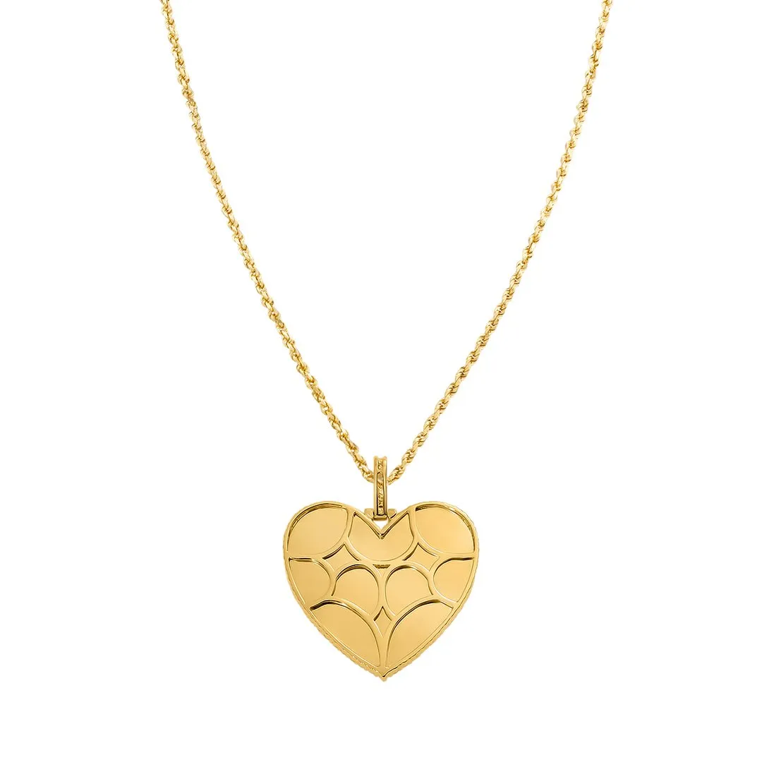 10k Yellow Gold Diamond Heart Memory Pendant 1.45 Ctw