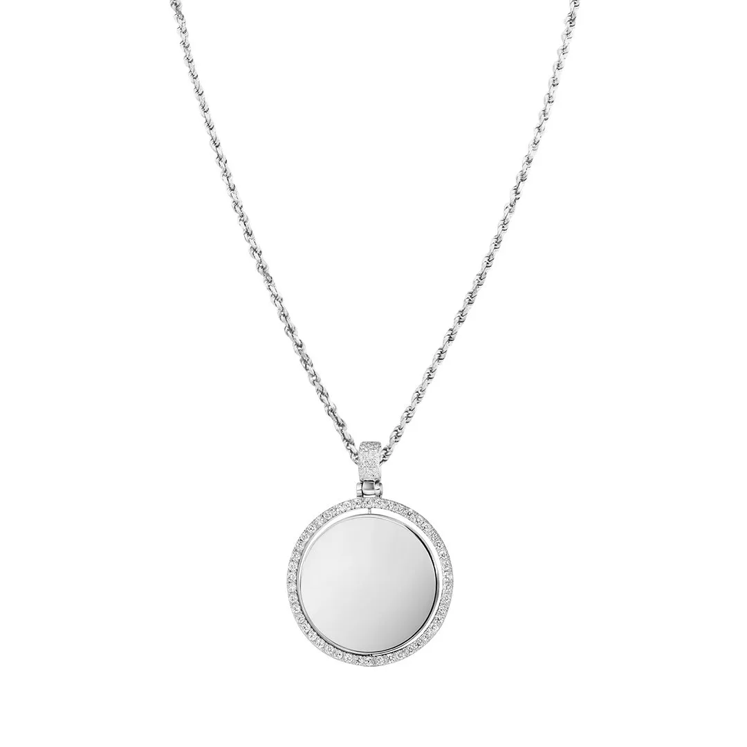 14k White Gold Diamond Memory Pendant 6.35 Ctw