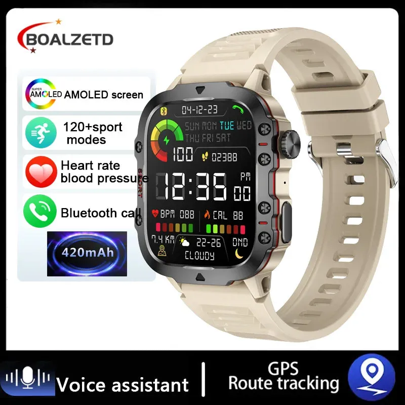 2025 Men's Military Smart Watch 1.96" HD BT Call Fitness Tracker IP68