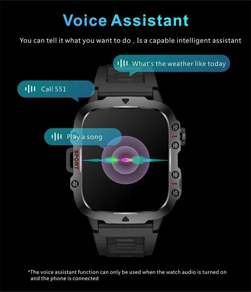 2025 Men's Military Smart Watch 1.96" HD BT Call Fitness Tracker IP68