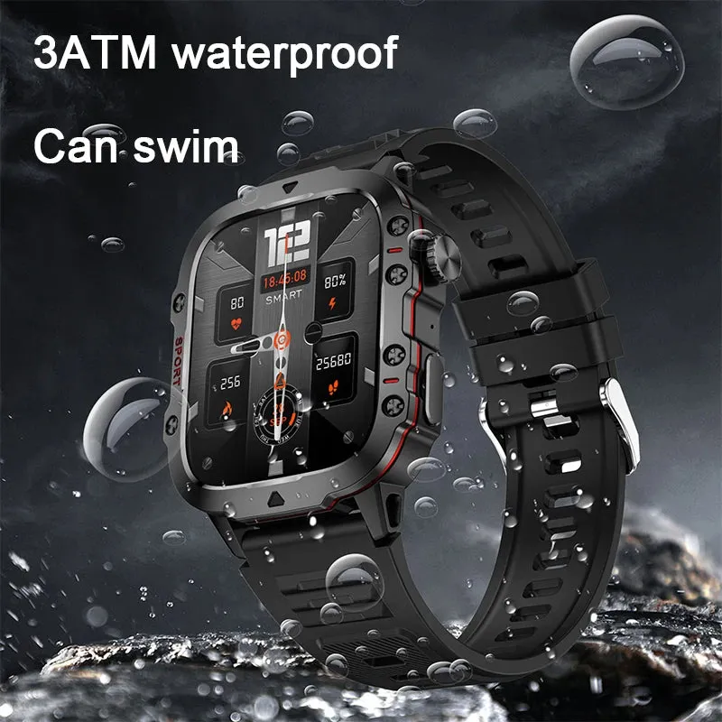 2025 Men's Military Smart Watch 1.96" HD BT Call Fitness Tracker IP68