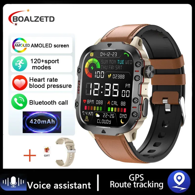 2025 Men's Military Smart Watch 1.96" HD BT Call Fitness Tracker IP68