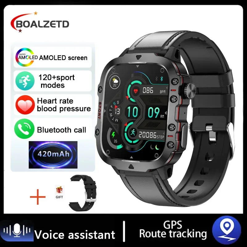 2025 Men's Military Smart Watch 1.96" HD BT Call Fitness Tracker IP68