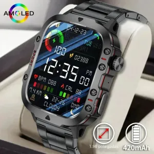 2025 Men's Military Smart Watch 1.96" HD BT Call Fitness Tracker IP68