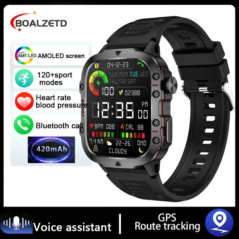 2025 Men's Military Smart Watch 1.96" HD BT Call Fitness Tracker IP68