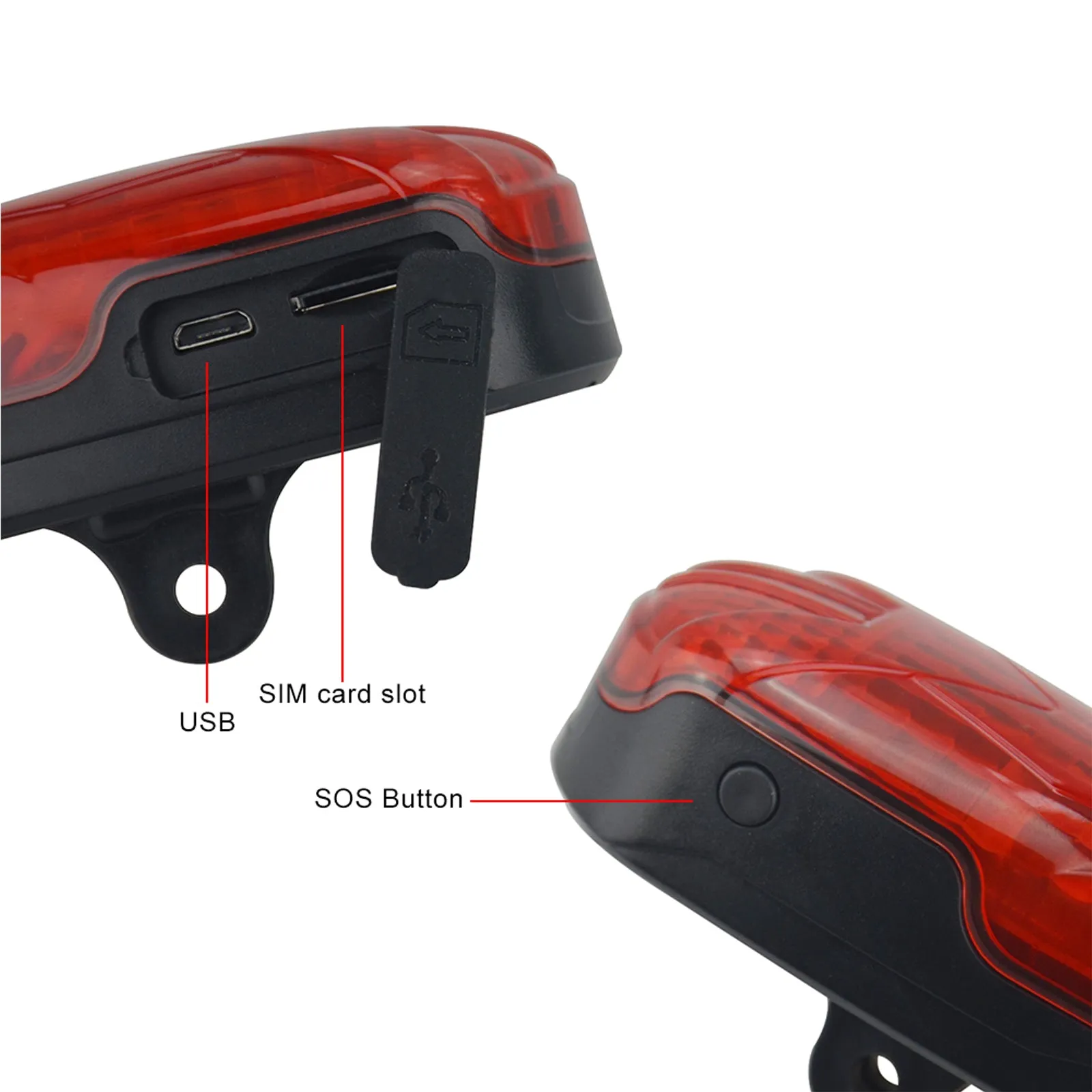 2G GPS Bike Bicycle LED Lamp Tracker Alarm System with SIM Card & 3 Month Standby Battery