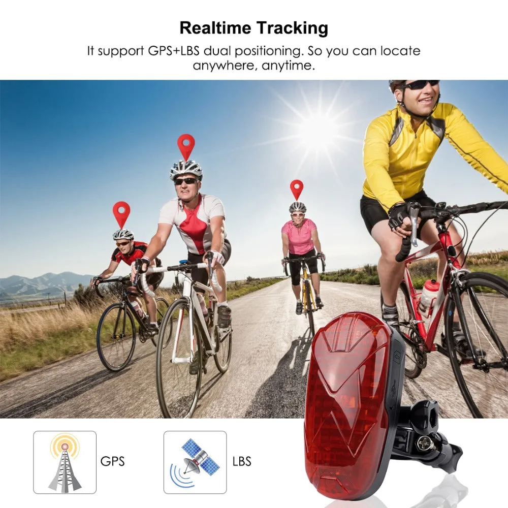 2G GPS Bike Bicycle LED Lamp Tracker Alarm System with SIM Card & 3 Month Standby Battery