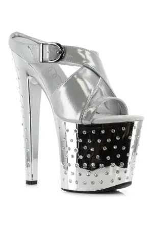 821-SANDRA Platform Sandal  | Silver Patent