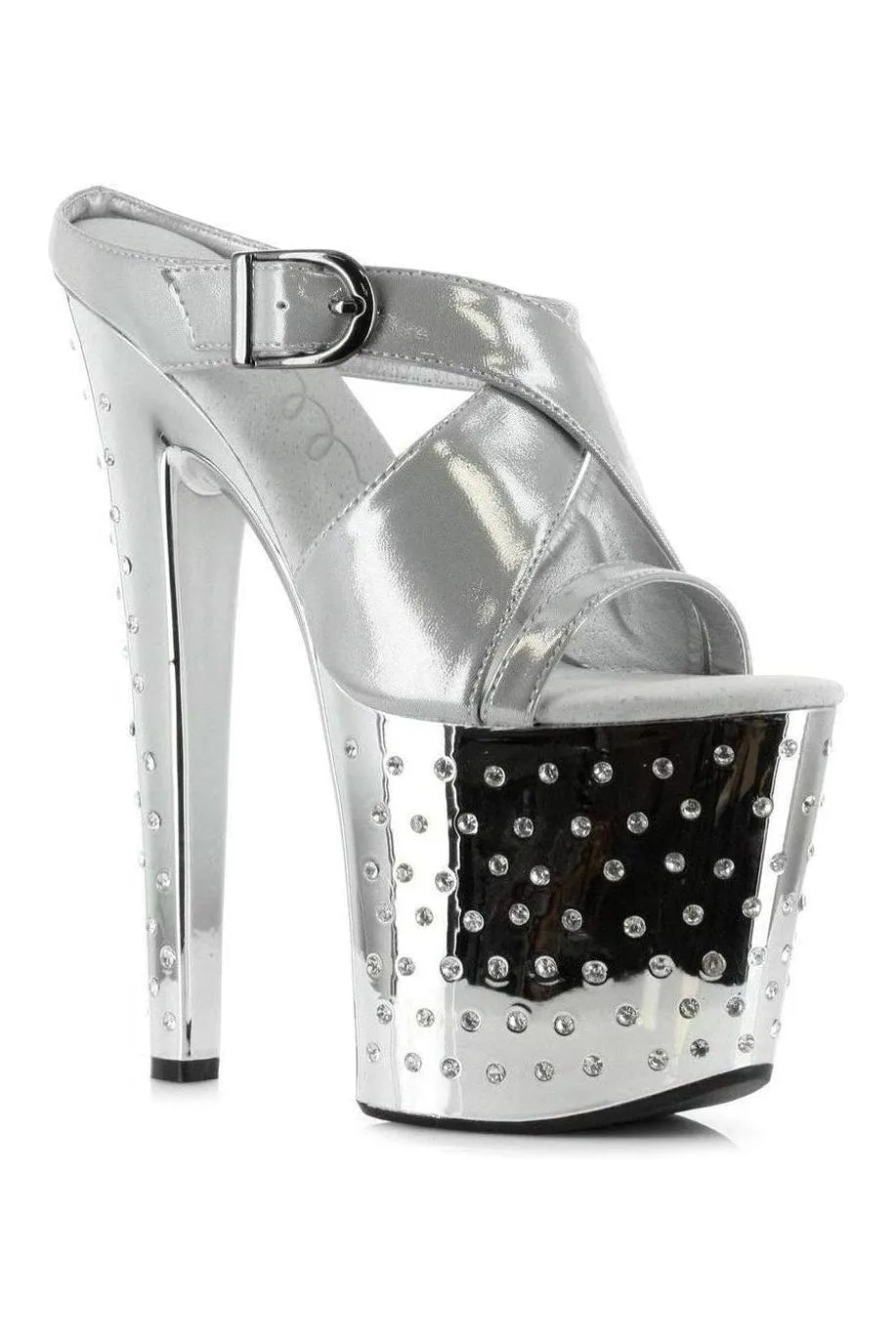 821-SANDRA Platform Sandal  | Silver Patent