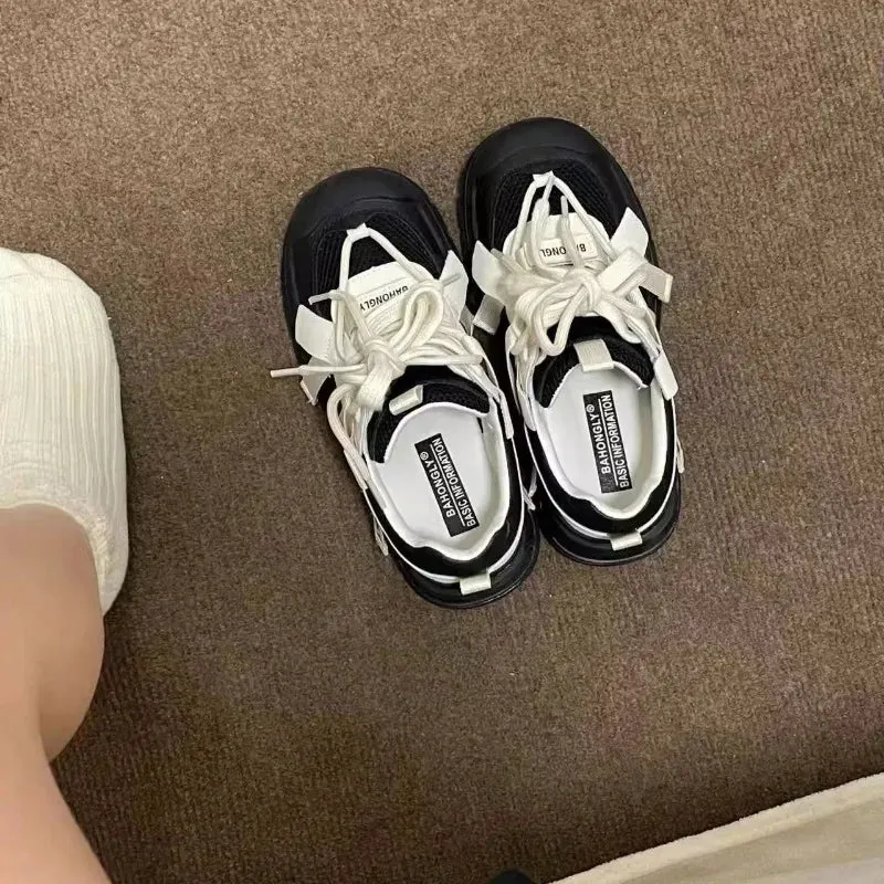 ADVBRIDGE  -  Cute Platform Shoes for Women Black Collegiate Style Breathable Height Increase Versatile for Daily Use Womens Footwear