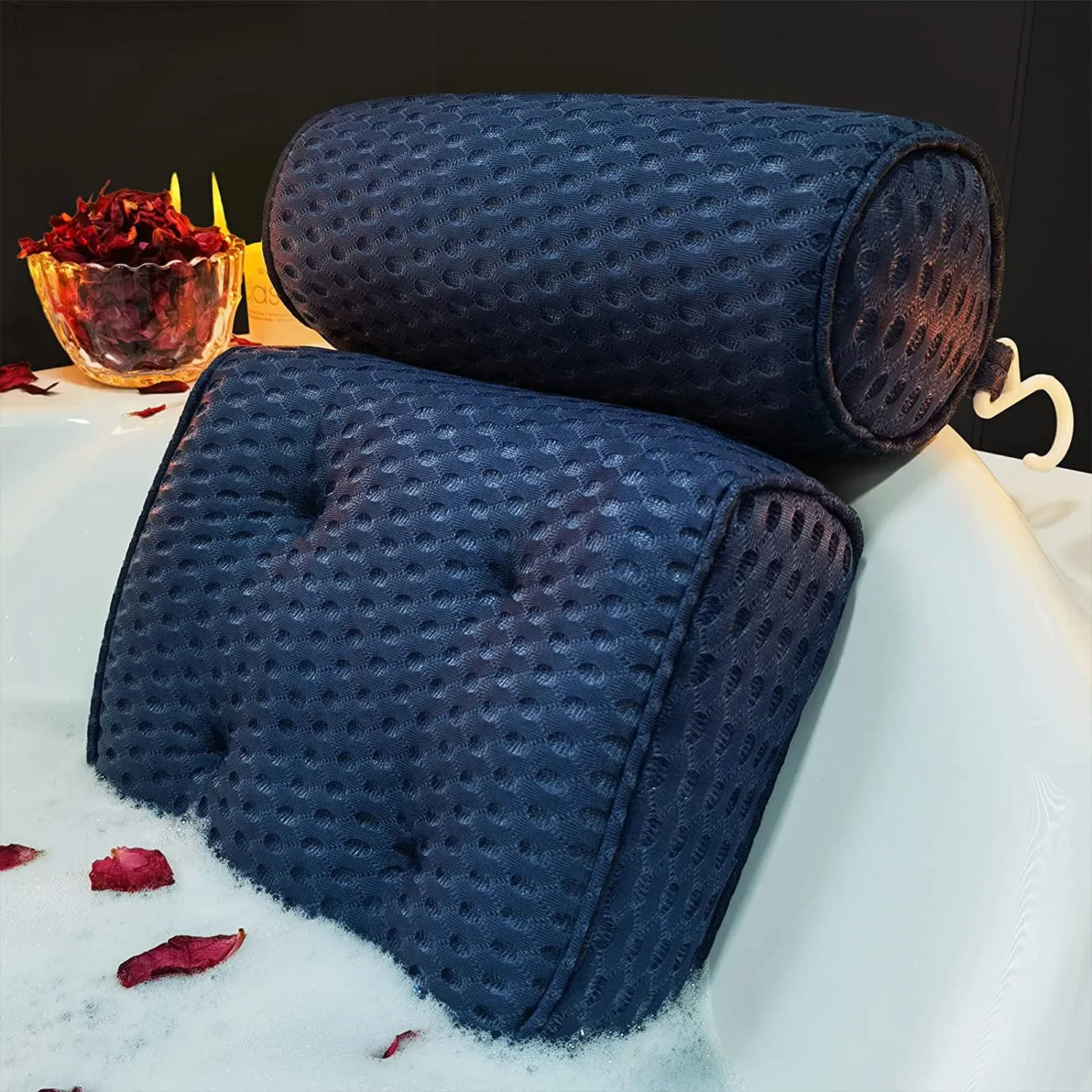 AEROiVi Bathtub Pillow Headrest Bath Pillows for Tub Neck and Back Support with Non Slip Suction Cups Spa Bath Cushion