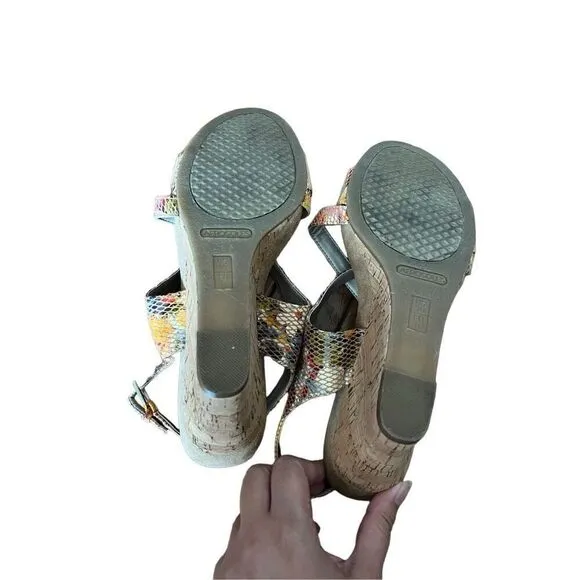 Aerosoles floral Plushed Together Open Toe floral faux snakeskin Wedge Sandal 10