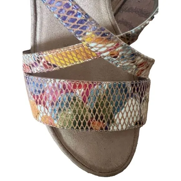 Aerosoles floral Plushed Together Open Toe floral faux snakeskin Wedge Sandal 10
