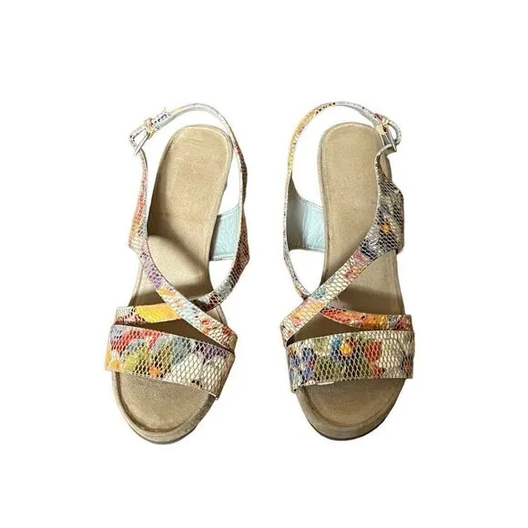 Aerosoles floral Plushed Together Open Toe floral faux snakeskin Wedge Sandal 10