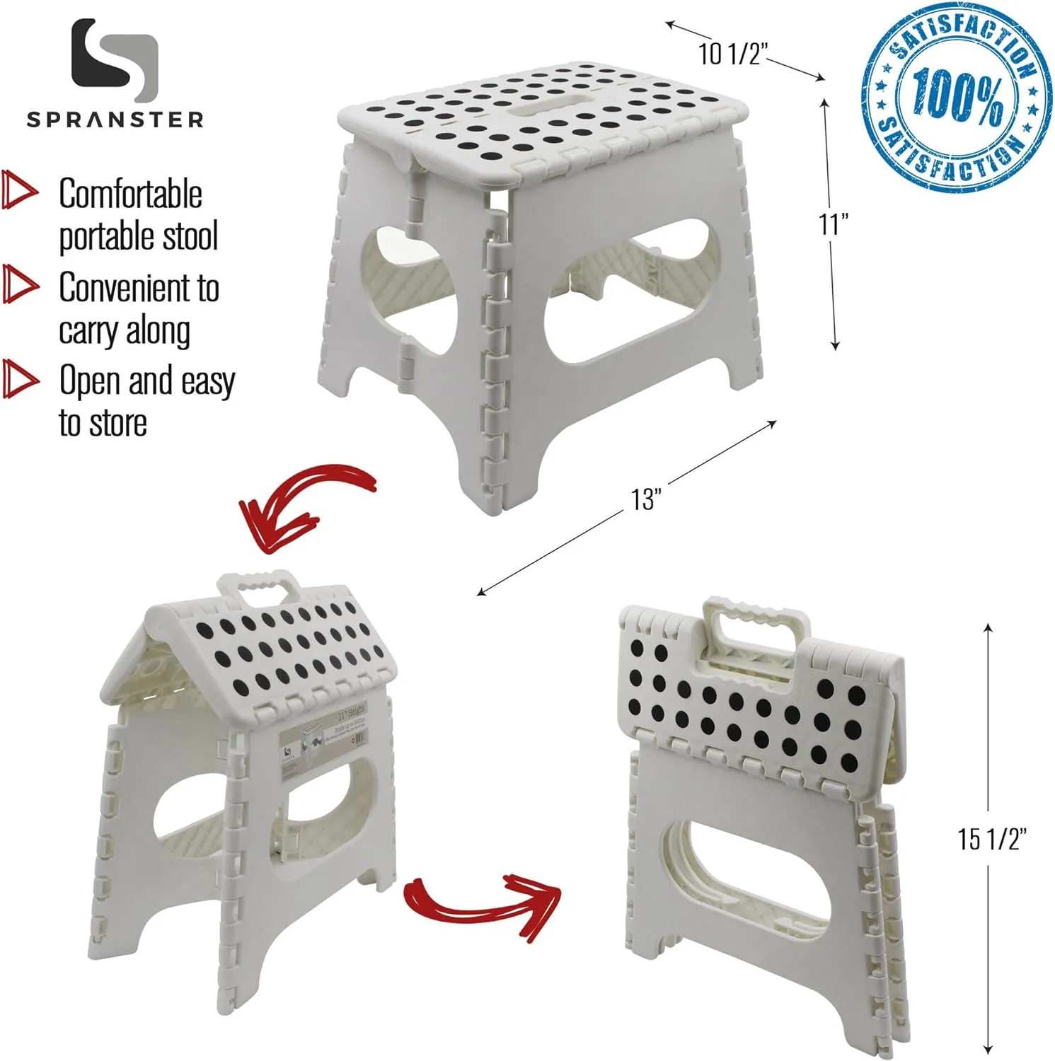 Awesome Folding Step Stool - 11" - Super Strong Sturdy Enough to Hold 300 Lb - Lightweight Foldable Step Stool for Adults and Kids - Opens with one Flip - Great for Kitchen, Bathroom and Bedroom | White