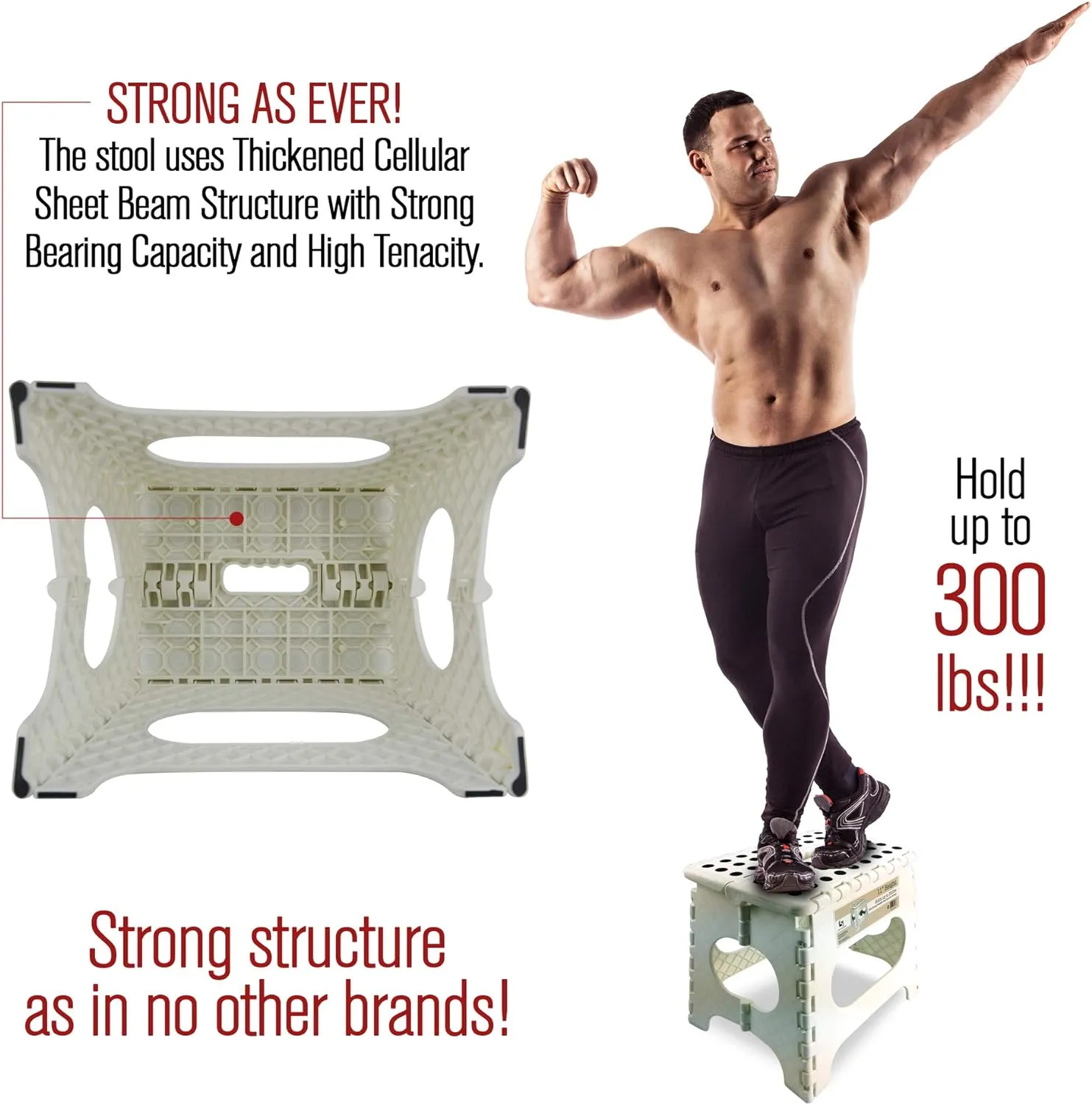 Awesome Folding Step Stool - 11" - Super Strong Sturdy Enough to Hold 300 Lb - Lightweight Foldable Step Stool for Adults and Kids - Opens with one Flip - Great for Kitchen, Bathroom and Bedroom | White