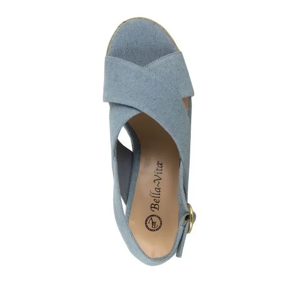 BELLA VITA Womens Light Blue 0.5 Platform Nadette Ii Wedge Espadrille Shoes 10 M