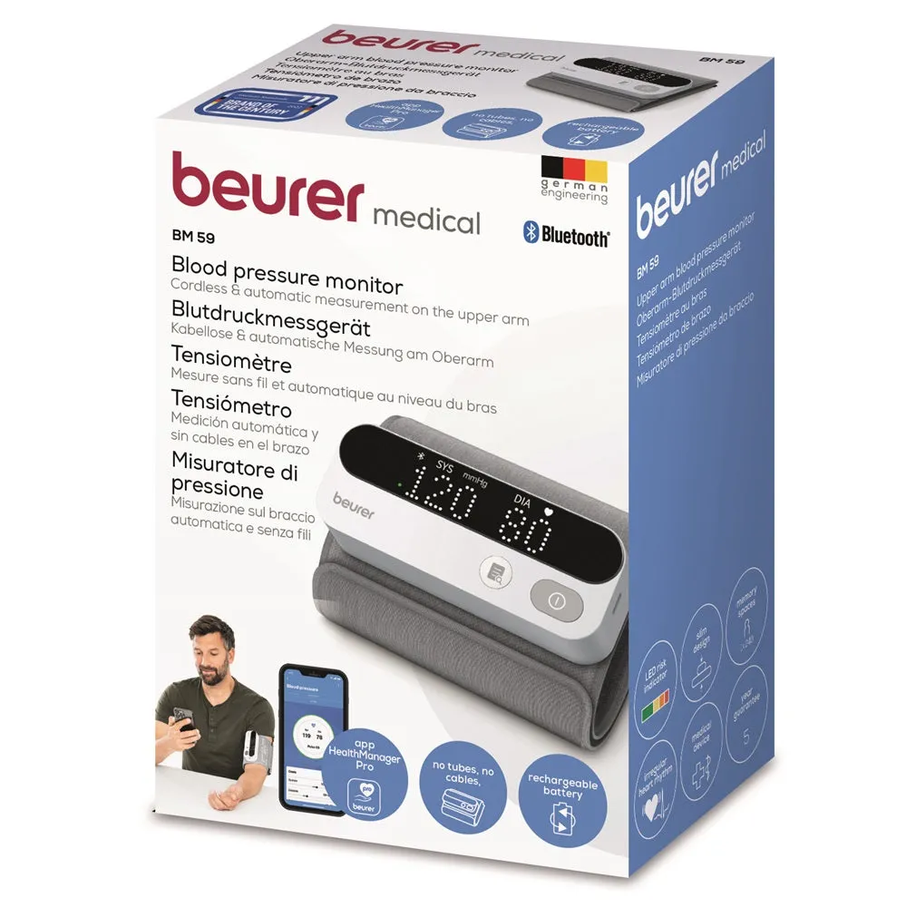 Beurer Germany BM 59 Upper Arm Blood Pressure Monitor: Bluetooth Enabled, No Tubes, Track BP on App
