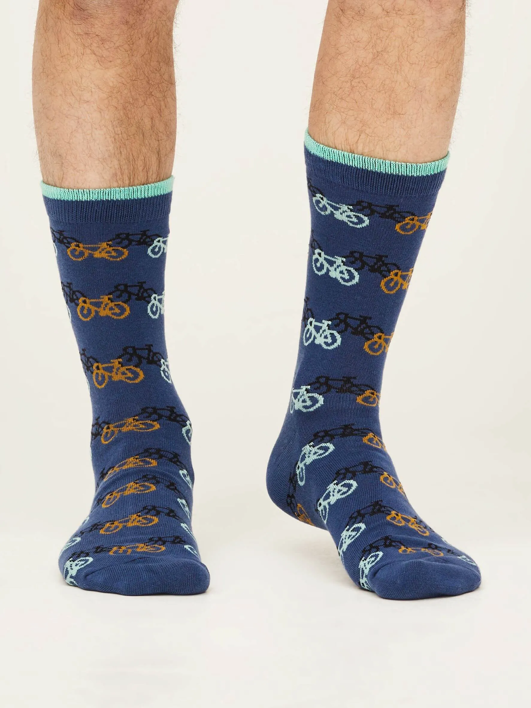 Bicycle Race Bamboo Socks in Mineral Blue by Thought, Size 7-11
