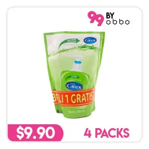 Carex Anti Bacterial Handwash Refill Pack - Aloe Vera - 4 Packs - 200ml each
