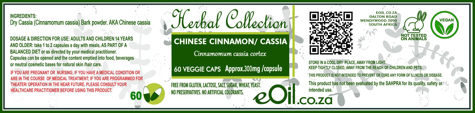 Cinnamon - 60 Capsules - Herbal Collection
