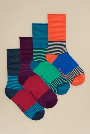 Classic Bamboo Socks Soft Top Saltstone by BAM (4 Pairs) Size 8-11