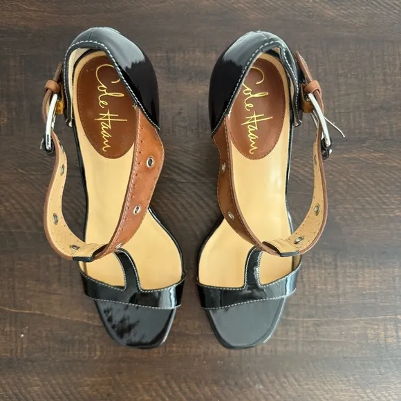 Cole Haan T-Strap Patent Leather Heels 6.5 London Air