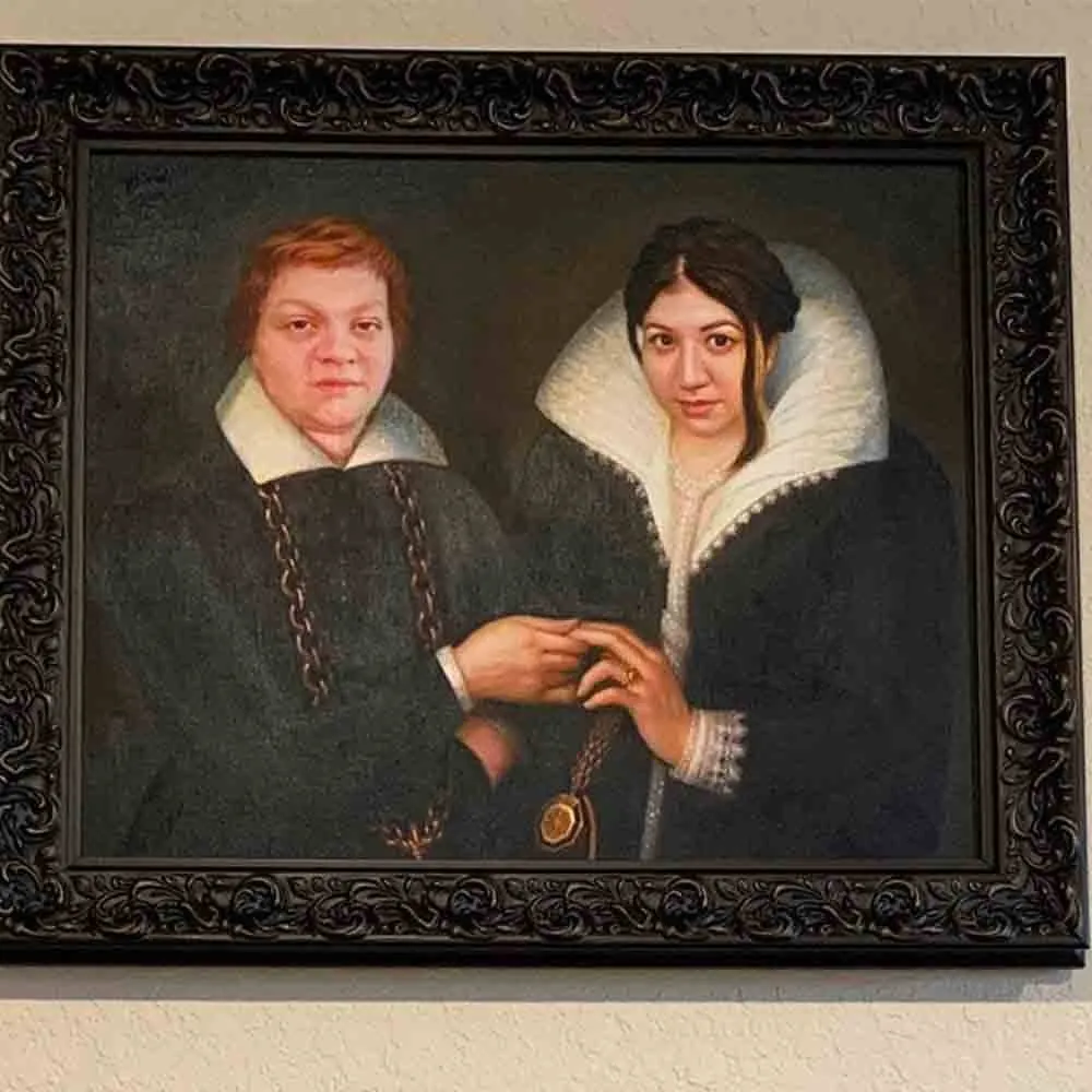 Custom Classical Portrait Painting Hand Painted   2 Person Oil Painting