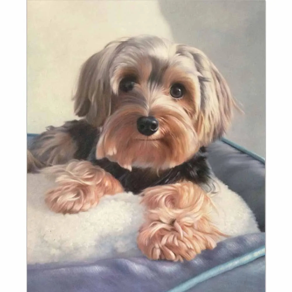 Custom Hand Painted Pet Portrait Oil Painting 1-5 Pets