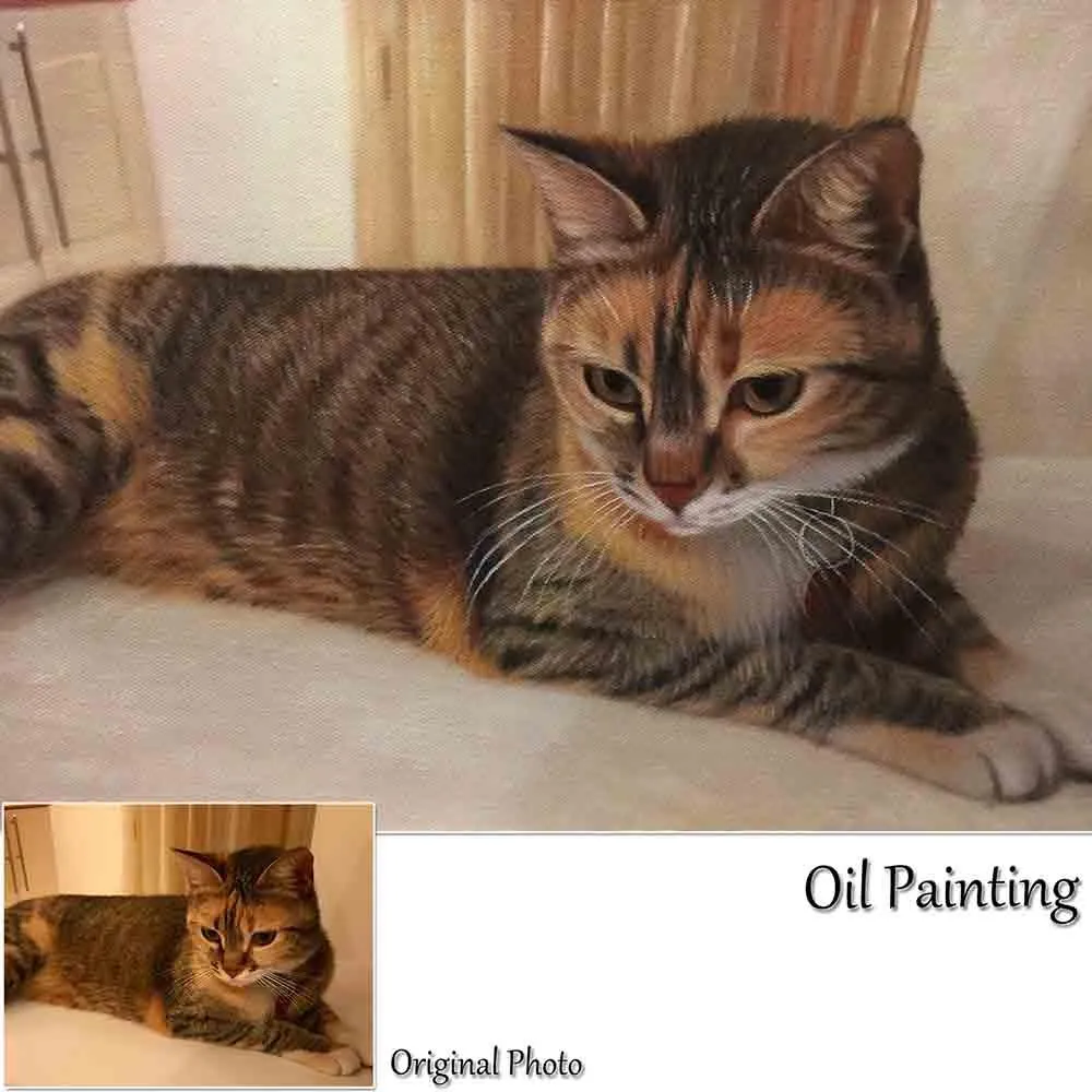 Custom Hand Painted Pet Portrait Oil Painting 1-5 Pets