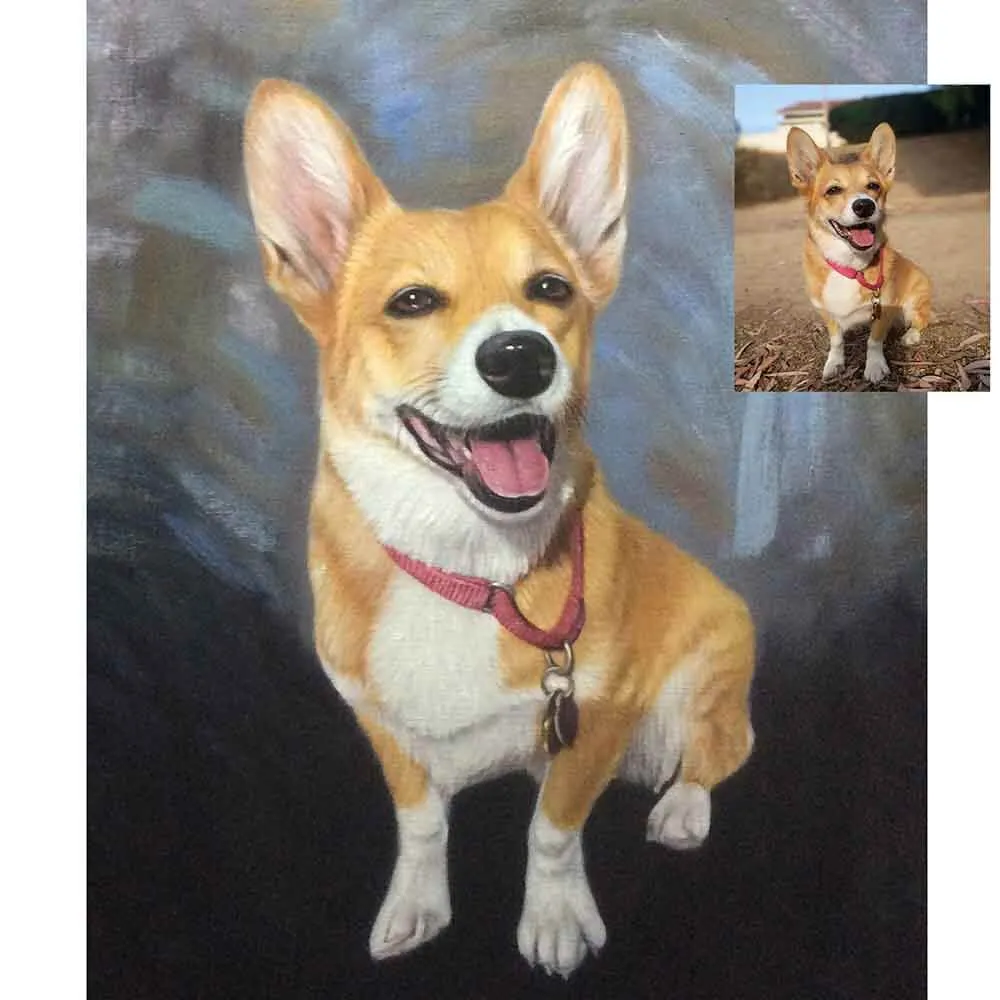 Custom Hand Painted Pet Portrait Oil Painting 1-5 Pets