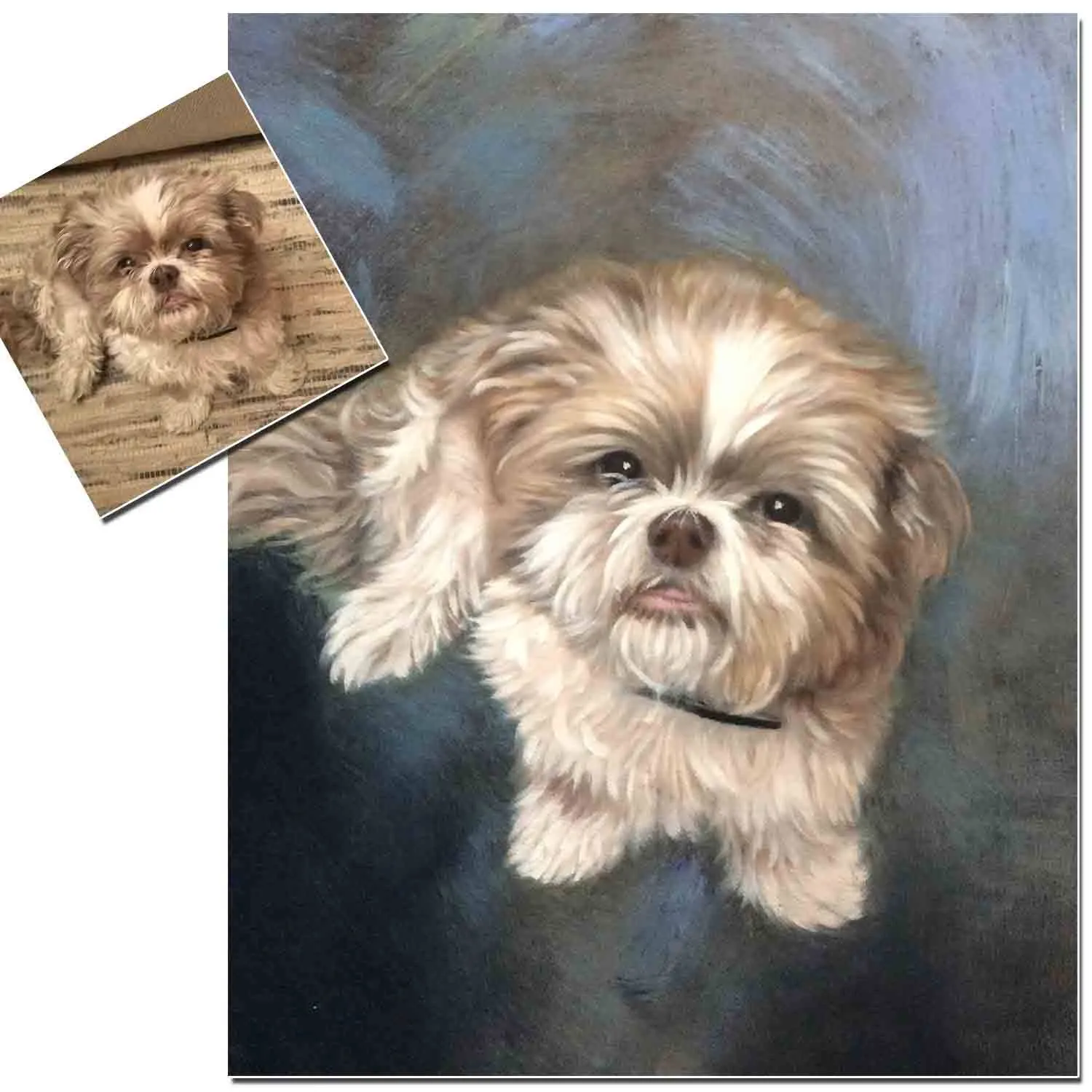 Custom Hand Painted Pet Portrait Oil Painting 1-5 Pets