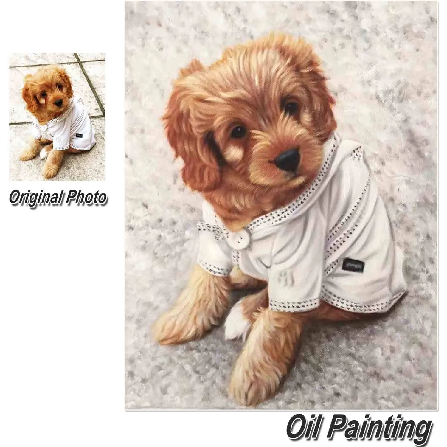 Custom Hand Painted Pet Portrait Oil Painting 1-5 Pets