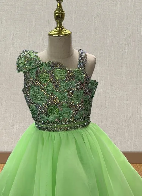 Custom Made Gorgeous Little Girls Glitter Pageant Dress