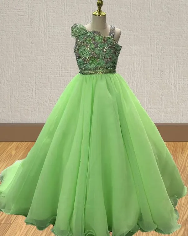 Custom Made Gorgeous Little Girls Glitter Pageant Dress