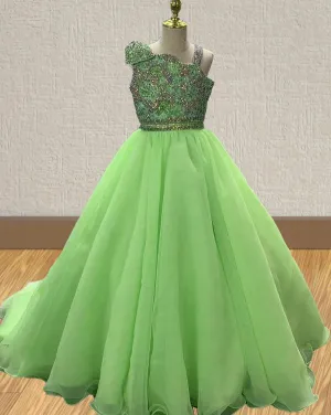 Custom Made Gorgeous Little Girls Glitter Pageant Dress