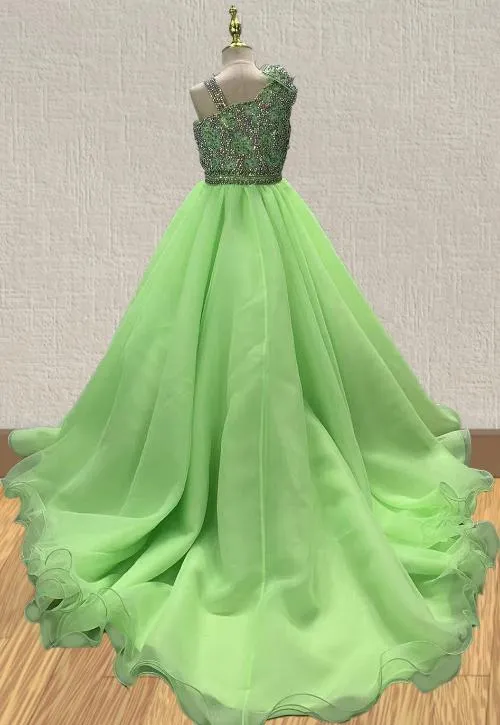 Custom Made Gorgeous Little Girls Glitter Pageant Dress