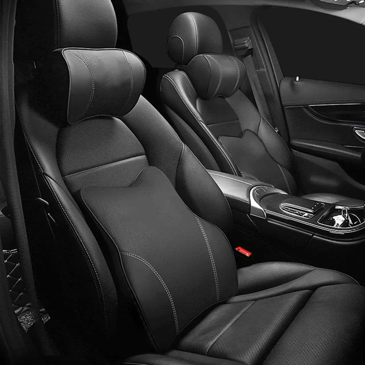Custom Text For Car Headrest Neck Pillow and Lumbar Support Back Cushion Kit, Compatible with All Cars, Memory Foam Erognomic Design Universal Fit Muscle Pain and Tension Relief for Car Seat JG13992