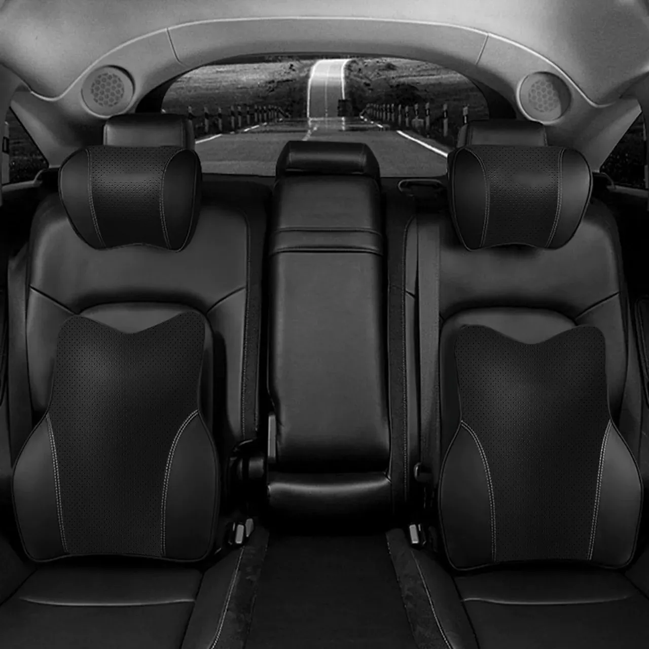Custom Text For Car Headrest Neck Pillow and Lumbar Support Back Cushion Kit, Compatible with All Cars, Memory Foam Erognomic Design Universal Fit Muscle Pain and Tension Relief for Car Seat JG13992