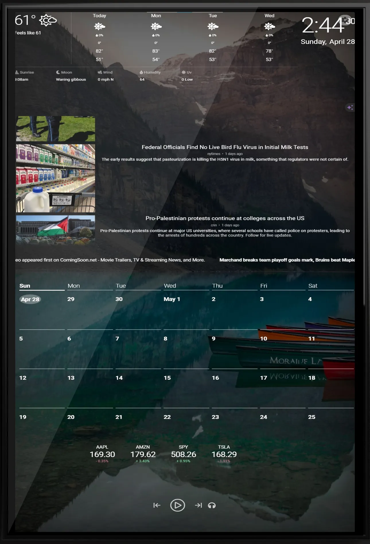 Customize Your Framed Touchscreen Android DAKboard Smart Mirror - Choose Your Display and Mirror Size