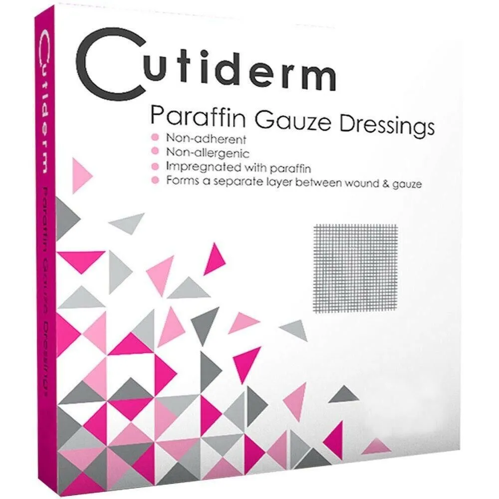 Cutiderm Sterile Paraffin Gauze Dressings 10cm x 10cm x 10