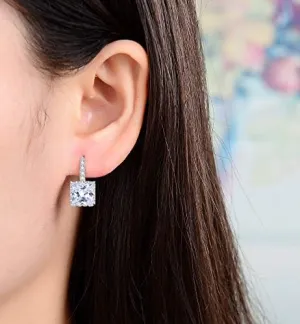 CZ Princess Cut 925 Silver Earrings for Women