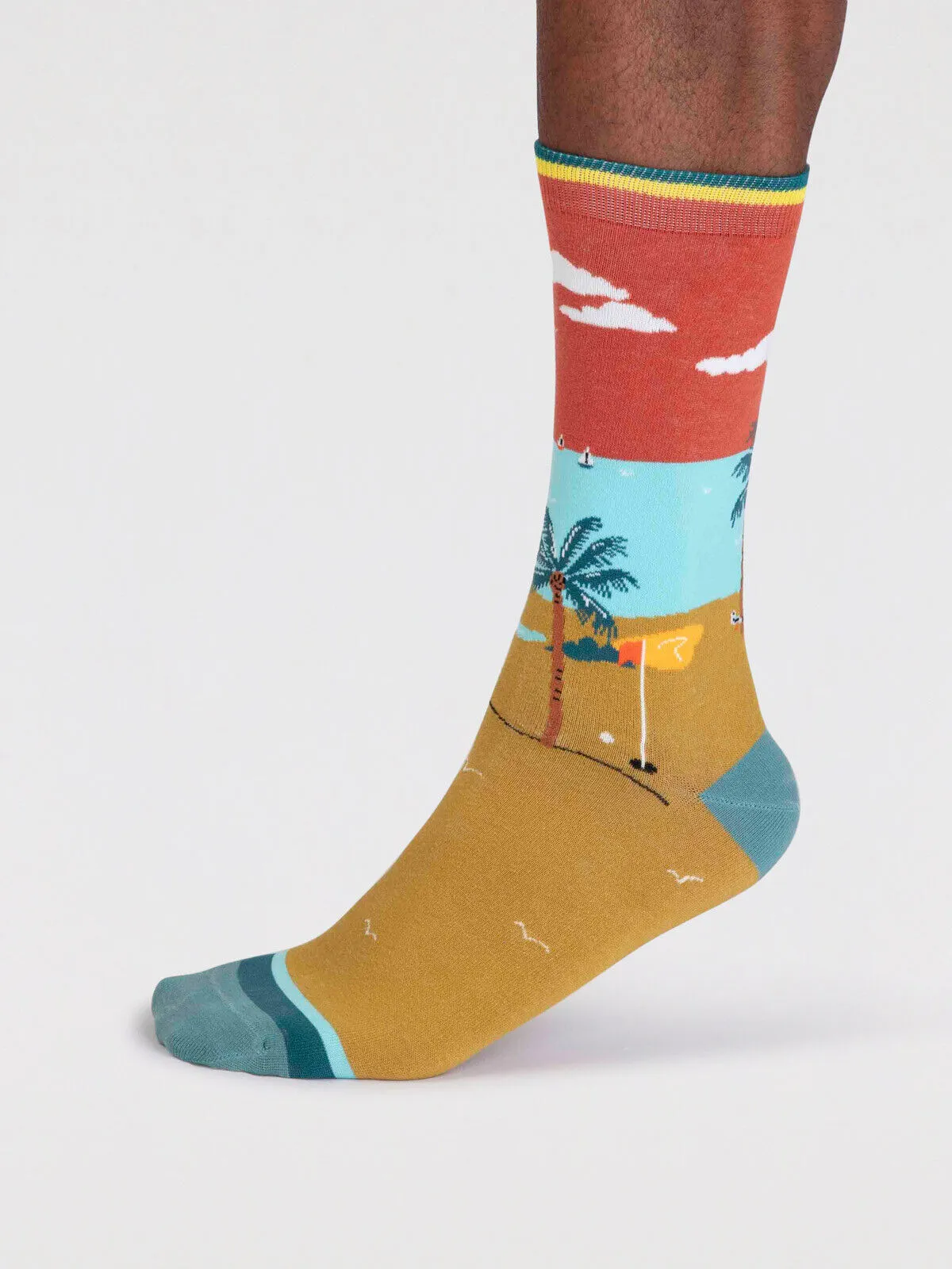 Dae Seaside Organic Cotton Socks in Clay Red by Thought, Size 7-11