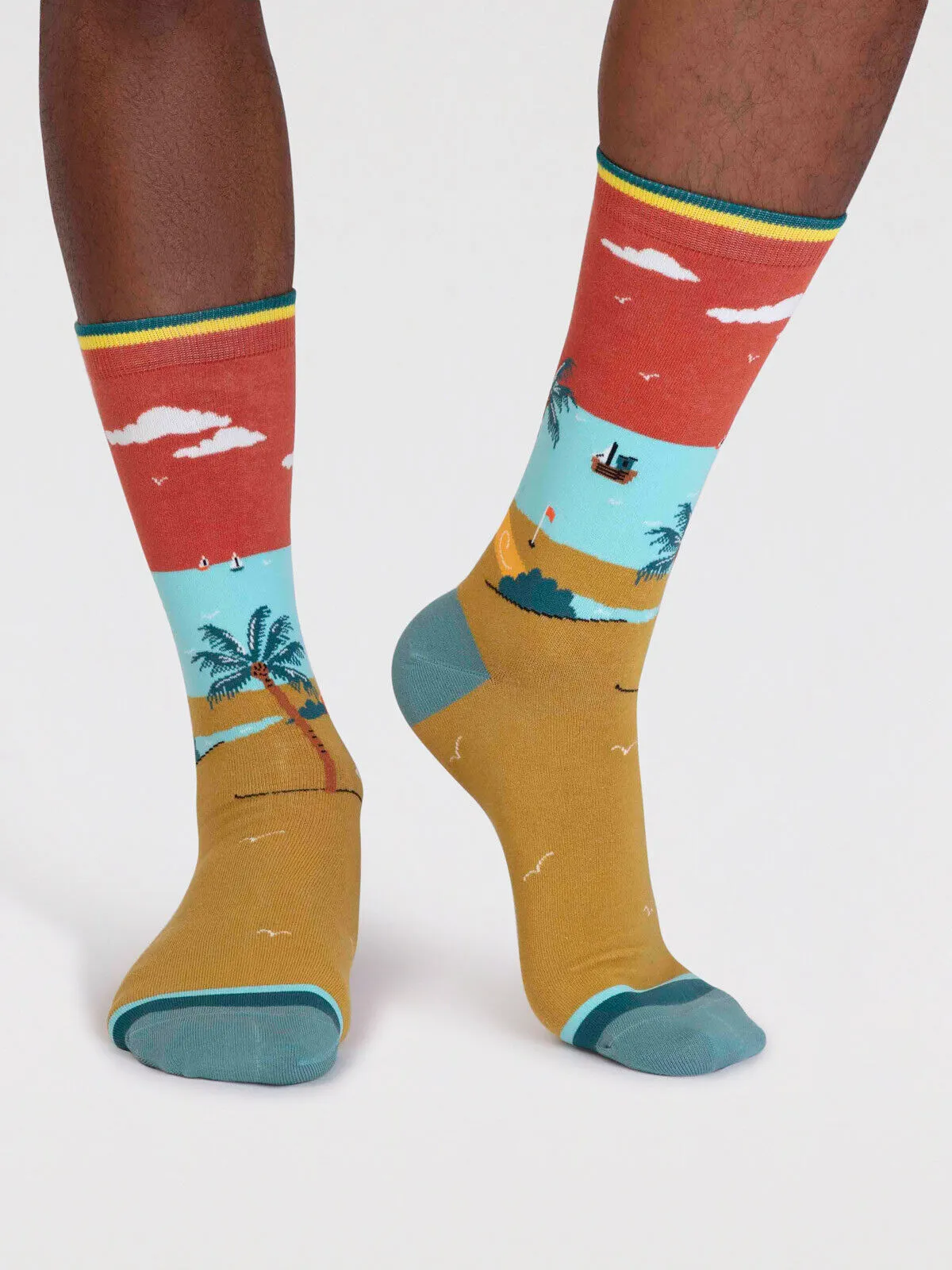 Dae Seaside Organic Cotton Socks in Clay Red by Thought, Size 7-11