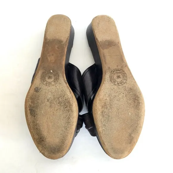 Dries Van Noten Leather Knotted Slides Wedge Open