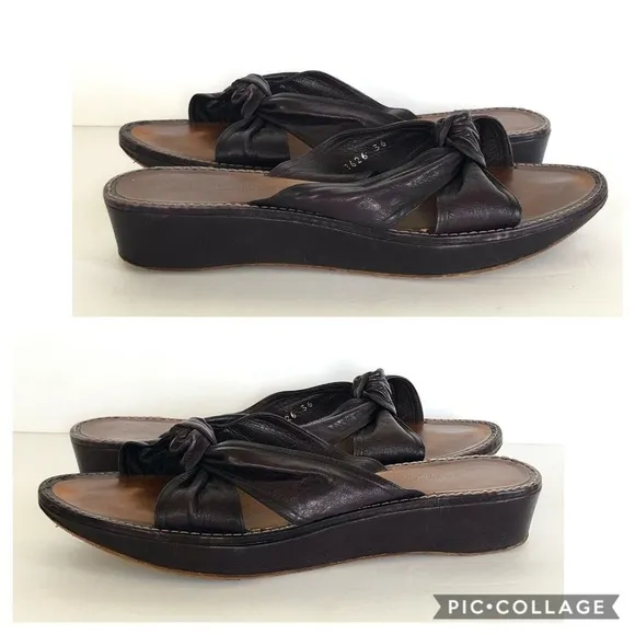 Dries Van Noten Leather Knotted Slides Wedge Open