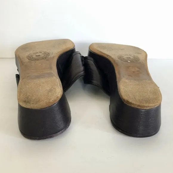 Dries Van Noten Leather Knotted Slides Wedge Open